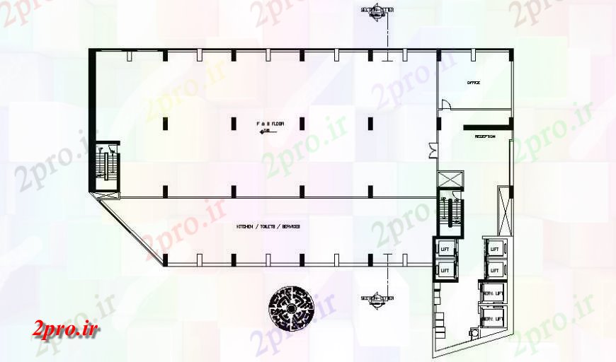 دانلود نقشه هتل - رستوران - اقامتگاه ساختمان جزئیات طراحی طرحی طبقه در اتوکد 66 در 98 متر (کد118215)