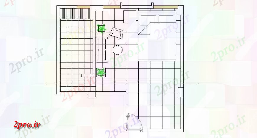 دانلود نقشه حمام مستر اتاق خواب هتل طرحی بالای صفحه  طرحی با مبلمان  (کد118225)