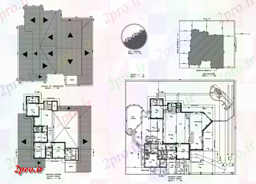 دانلود نقشه مسکونی ، ویلایی ، آپارتمان طرحی طبقه و نقشه پوشش جزئیات مسکونی خانواده یک خانه 23 در 24 متر (کد118293)