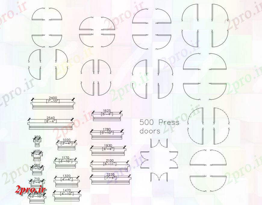 دانلود نقشه جزئیات طراحی در و پنجره  چند داخلی درب بلوک شکل  (کد118298)