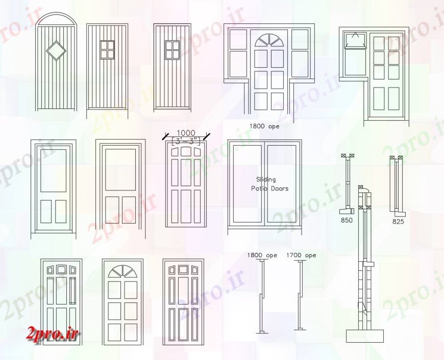 دانلود نقشه جزئیات طراحی در و پنجره کلاسیک درب خانه بلوک نما 8 در 11 متر (کد118299)