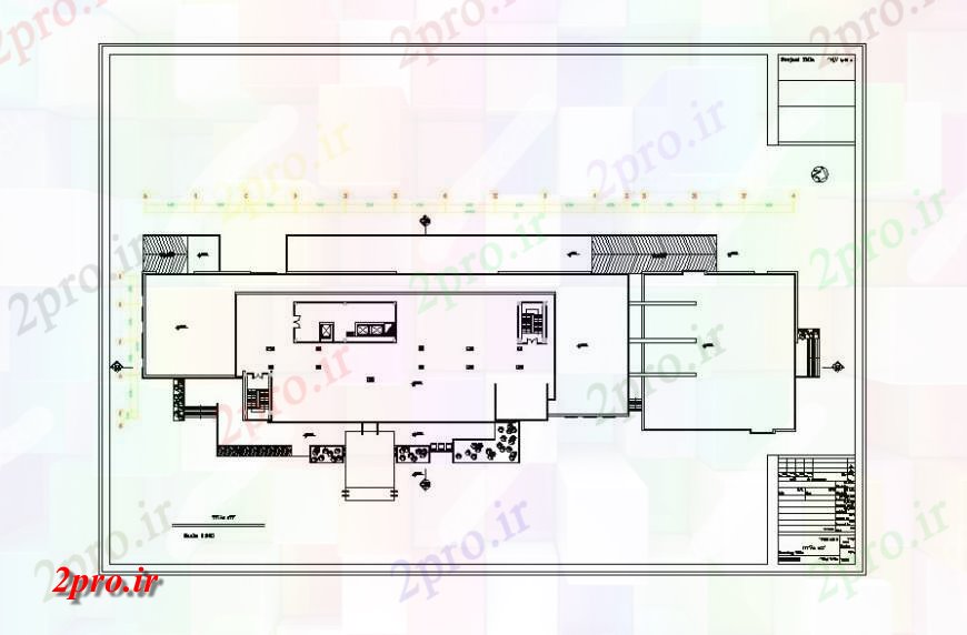 دانلود نقشه هتل - رستوران - اقامتگاه طرحی طبقه از هتل با جزئیات بعدی 19 در 49 متر (کد118389)