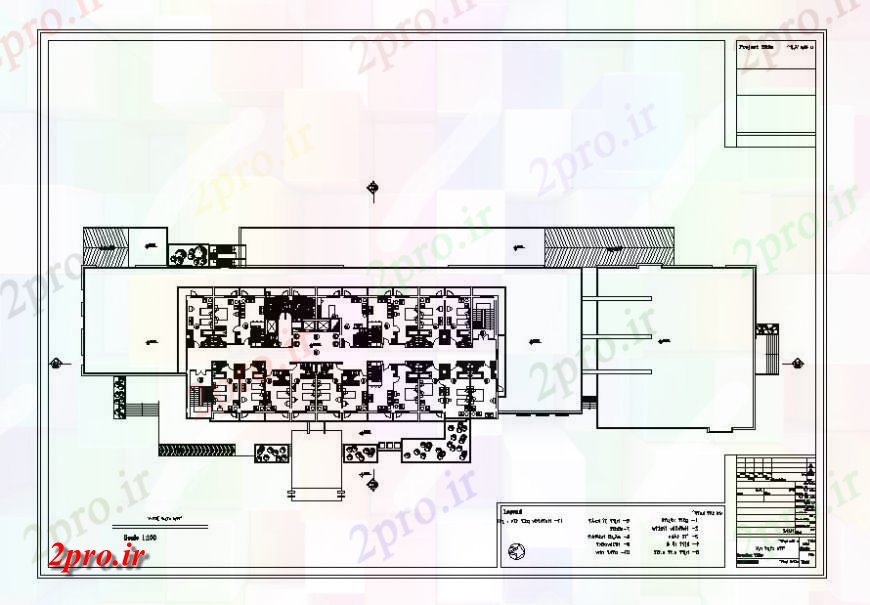 دانلود نقشه هتل - رستوران - اقامتگاه طرحی طبقه از طراحی هتل 19 در 49 متر (کد118390)
