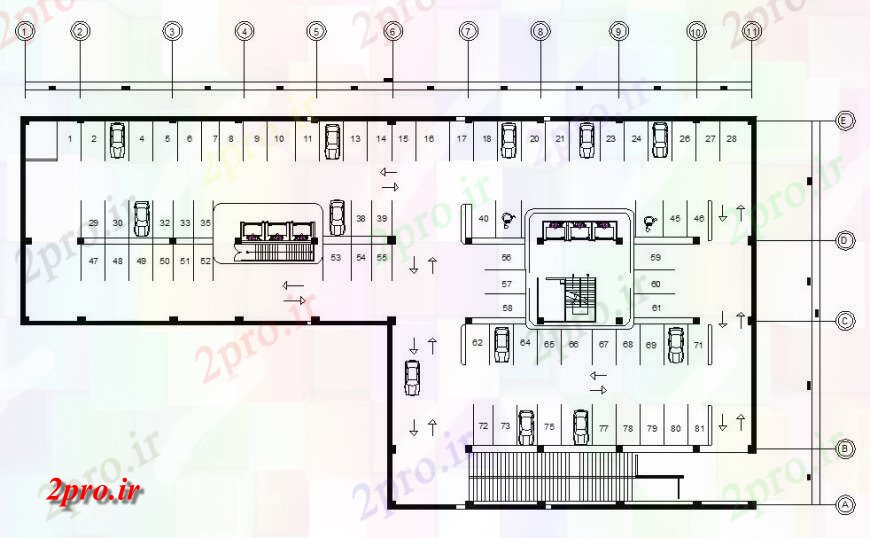 دانلود نقشه هتل - رستوران - اقامتگاه طرحی زیرزمین برای طراحی هتل 48 در 91 متر (کد118394)
