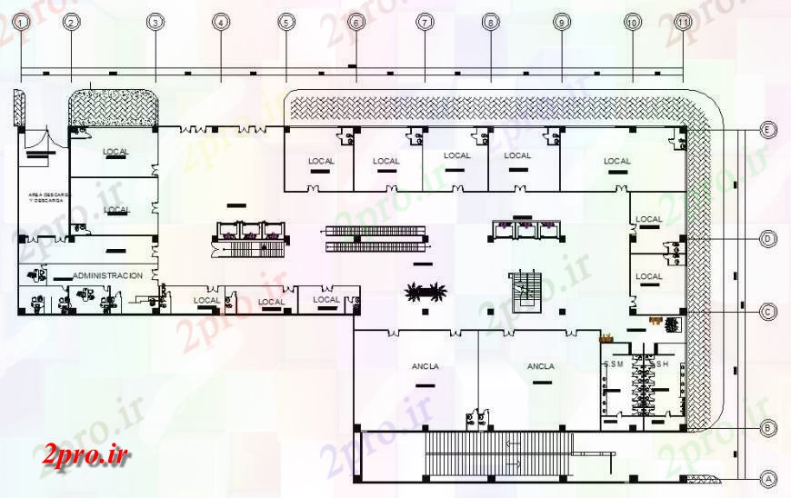 دانلود نقشه هتل - رستوران - اقامتگاه طرحی طبقه اول از طراحی هتل 48 در 91 متر (کد118395)