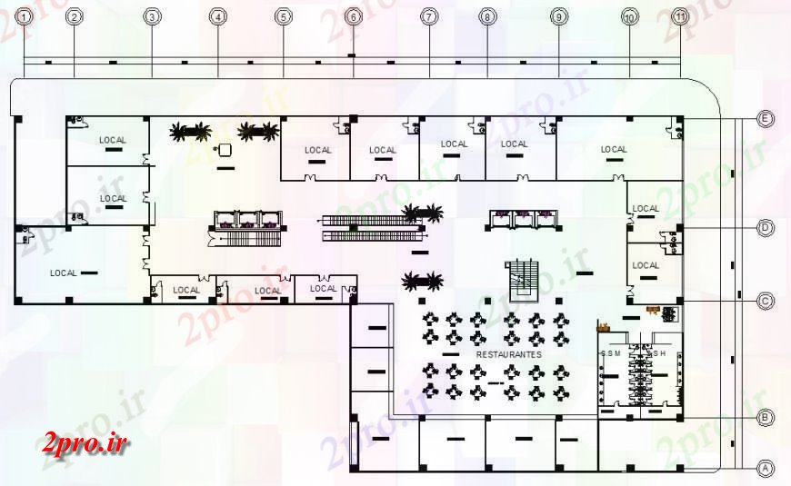 دانلود نقشه هتل - رستوران - اقامتگاه طرحی طبقه دوم طراحی هتل در خودکار 48 در 91 متر (کد118396)