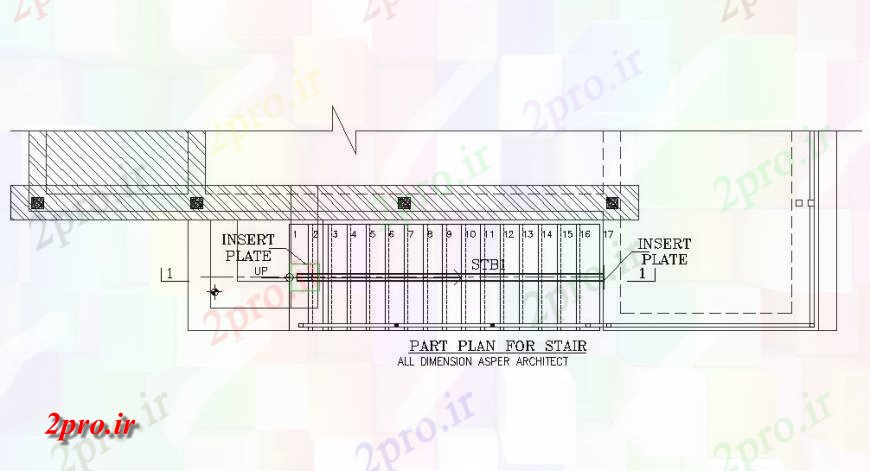 دانلود نقشه جزئیات پله و راه پله   طرحی پله با جزئیات ساخت و ساز در طراحی خودکار  (کد118401)