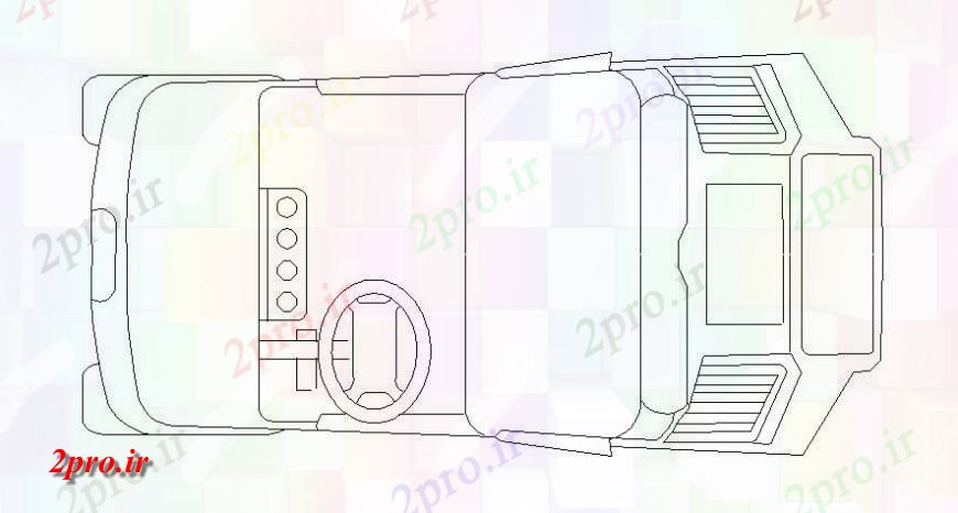دانلود نقشه بلوک وسایل نقلیه جیپ جزئیات  دو بعدی  از واحد حمل و نقل  (کد118431)