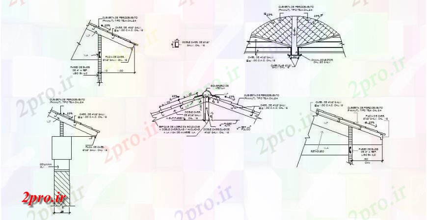 دانلود نقشه طراحی جزئیات ساختار همه بخش سقف طرفه و  ساختار سازنده طراحی جزئیات (کد118456)