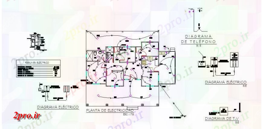 دانلود نقشه برق مسکونی طرحی برق و  الکتریکی (کد118458)