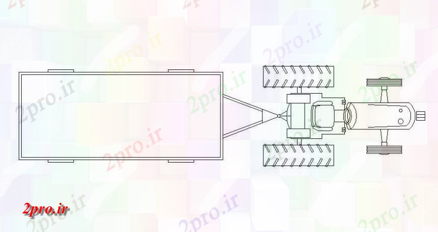 دانلود نقشه بلوک وسایل نقلیه تراکتور رسم نما  دو بعدی  (کد118478)