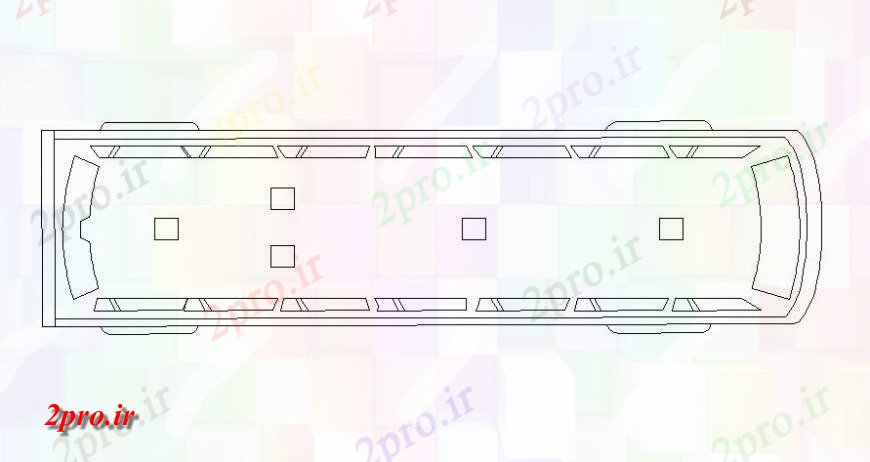 دانلود نقشه بلوک وسایل نقلیه طراحی اتوبوس حمل و نقل عمومی جزئیات  دو بعدی   (کد118526)
