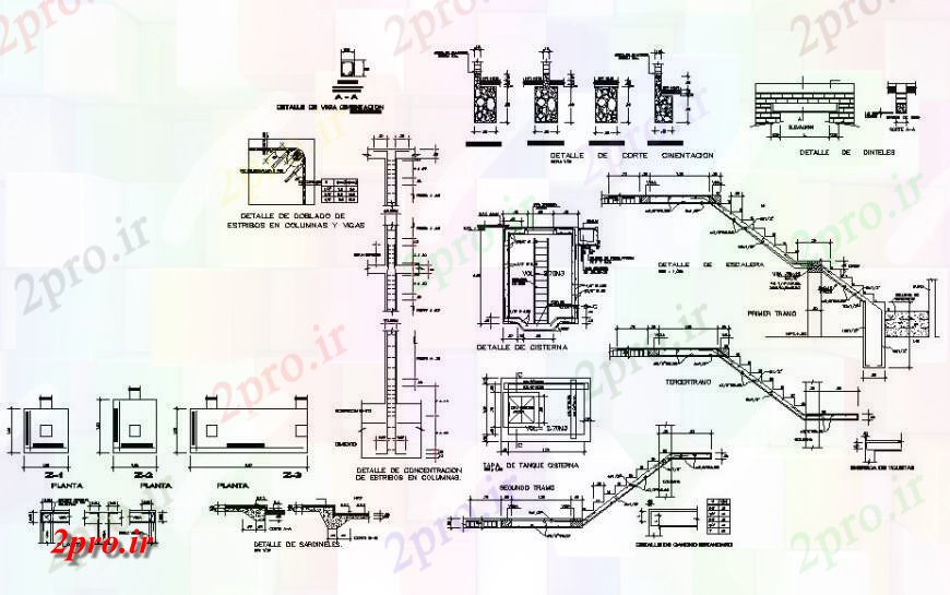 دانلود نقشه جزئیات ستون ستون پله و سمان طرحی با جزئیات در خرید  مرکز  خودکار (کد118532)