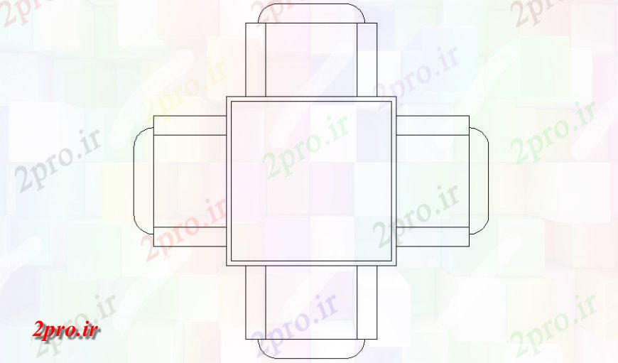 دانلود نقشه میز و صندلی نما یک جدول مربع و صندلی  (کد118544)