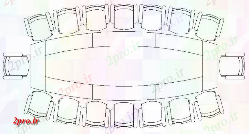 دانلود نقشه میز و صندلی میز کنفرانس جزئیات   از بلوک های مبلمان  (کد118566)