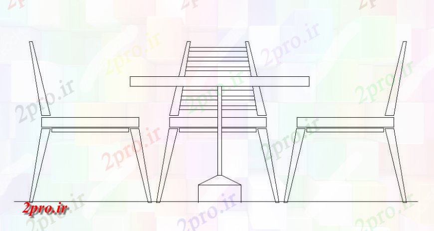 دانلود نقشه میز و صندلی سه جدول نفره و صندلی طراحی نما  (کد118568)