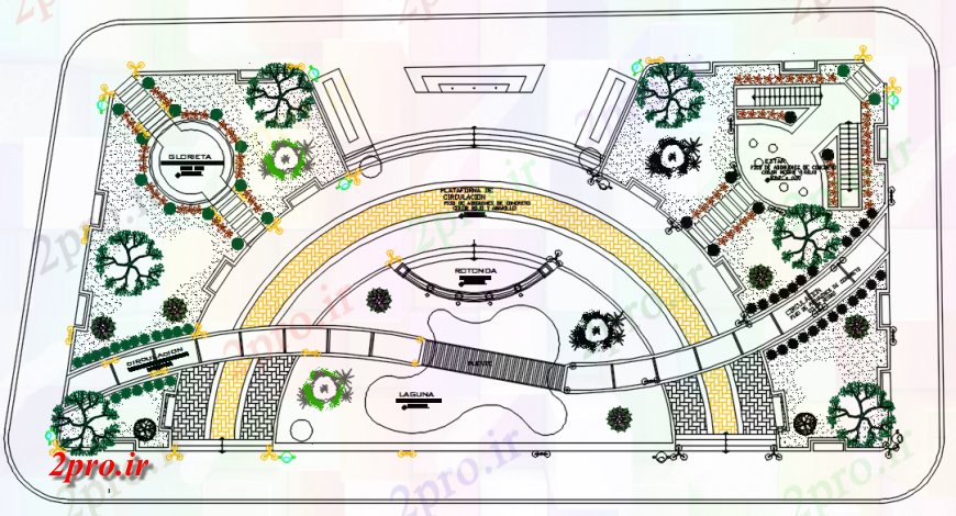 دانلود نقشه باغ طراحی پارک با جدول در طرحی   خودکار (کد118596)