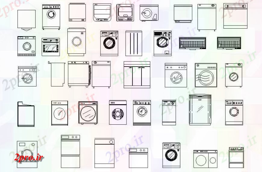 دانلود نقشه بلوک ، آرام ، نماد  از بلوک های ماشین لباسشویی  (کد118727)