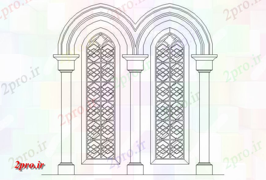 دانلود نقشه جزئیات طراحی در و پنجره   از اشاره پنجره قوس  (کد118772)