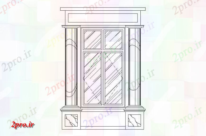 دانلود نقشه جزئیات طراحی در و پنجره   پنجره قوس تخت  (کد118773)