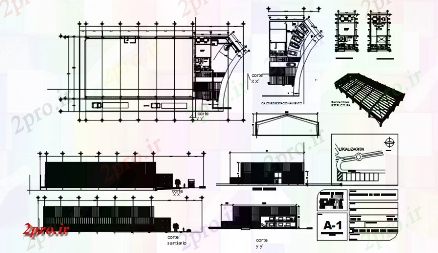 دانلود نقشه کارخانه صنعتی  ، کارگاه انبار و صنعتی  نما طرحی خانه با جزئیات مقطعی و ایزومتریک در   خودکار (کد118801)