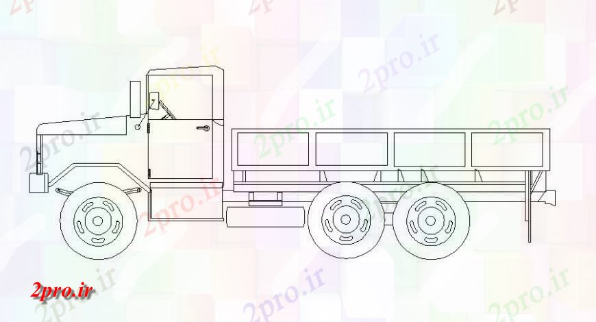 دانلود نقشه بلوک وسایل نقلیه  کامیون جزئیات نما  دو بعدی  در  اتوکد (کد118819)