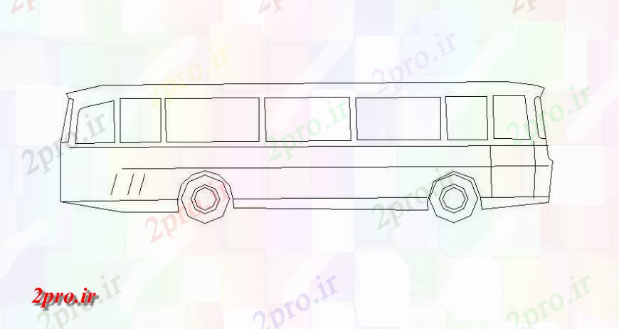 دانلود نقشه بلوک های حمل و نقل نما اتوبوس طراحی  دو بعدی   (کد118821)
