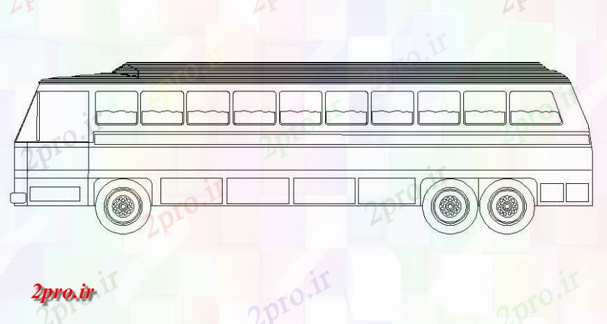 دانلود نقشه بلوک وسایل نقلیه اتوبوس های عمومی  دو بعدی  واحد حمل و نقل  (کد118825)