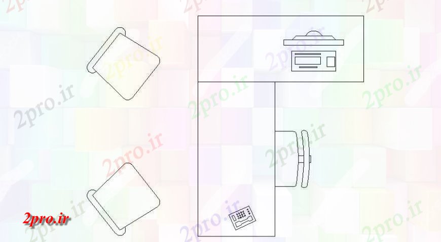 دانلود نقشه میز و صندلی جدول کشی نما جزئیات میز دو بعدی   (کد118840)