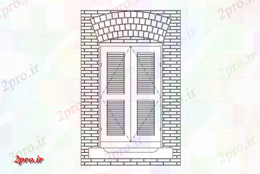 دانلود نقشه جزئیات طراحی در و پنجره  طراحی از یک قوس سگمنتال ساخته  با آجر  (کد118855)