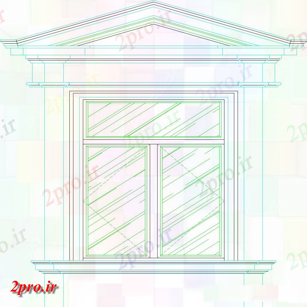 دانلود نقشه جزئیات طراحی در و پنجره   پنجره مثلث قوس  (کد118858)