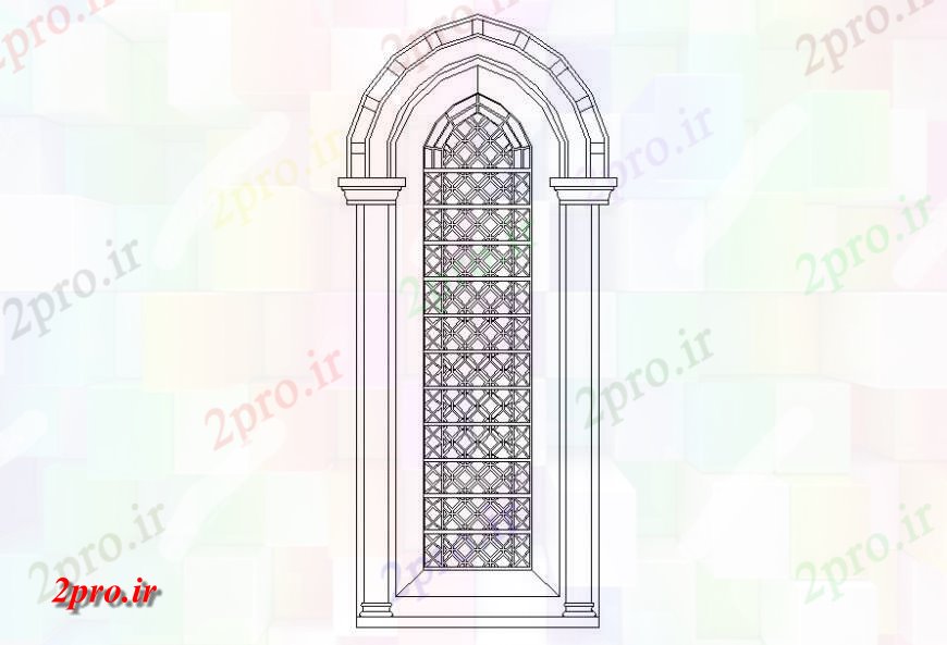 دانلود نقشه جزئیات طراحی در و پنجره   از multifoil تنها قوس شاتر  (کد118862)