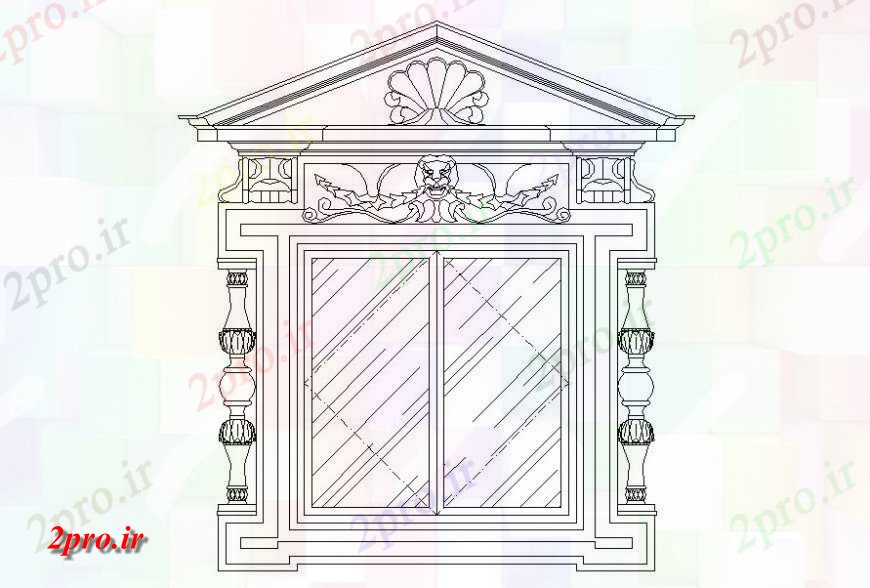 دانلود نقشه جزئیات طراحی در و پنجره   رمان پنجره قوس  (کد118863)