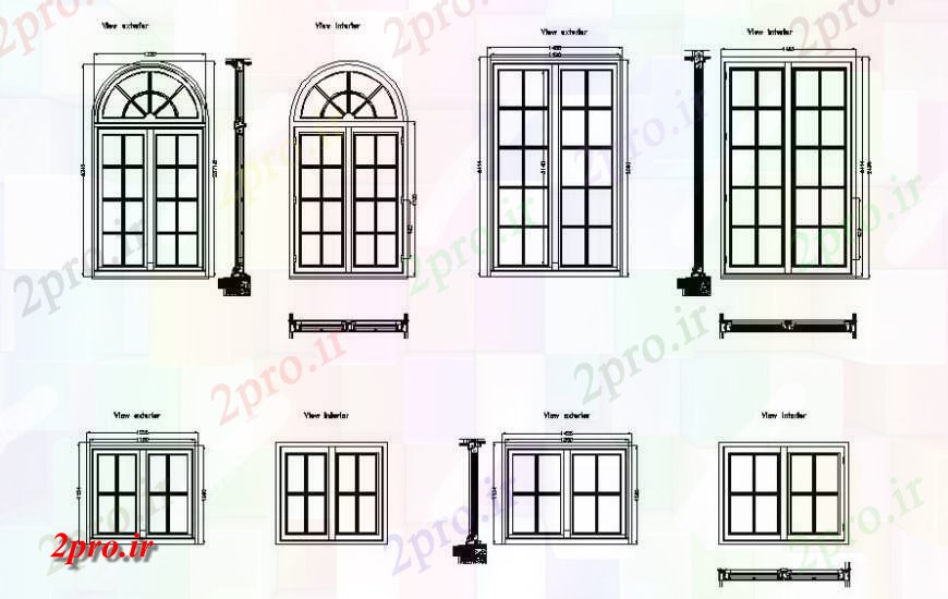 دانلود نقشه جزئیات طراحی در و پنجره   پنجره دو بعدی    (کد118872)
