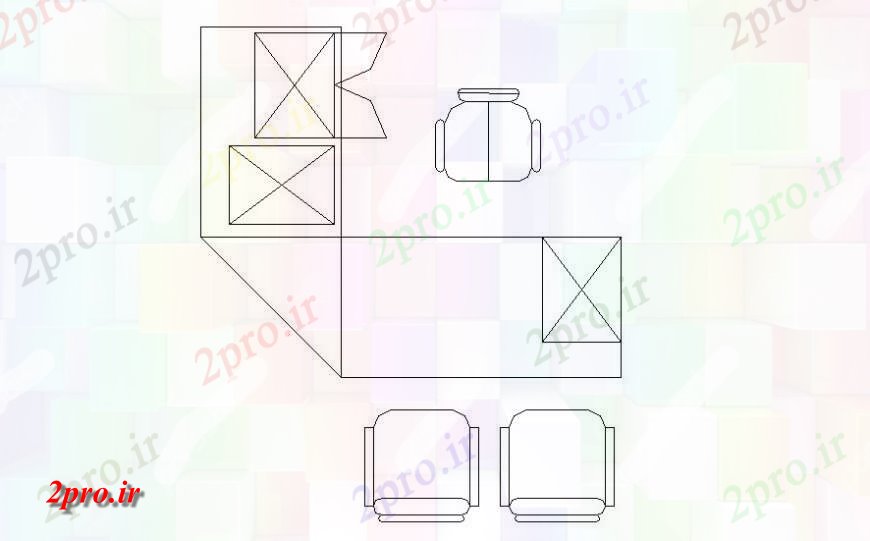 دانلود نقشه میز و صندلی  مبلمان اداری بلوک  (کد118899)