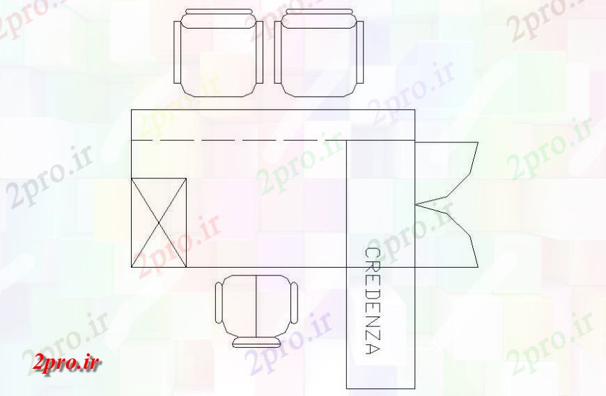 دانلود نقشه میز و صندلی  از میز اداری L شکل  (کد118901)