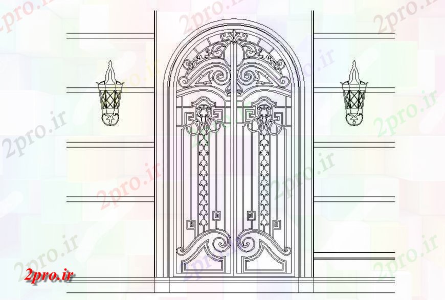 دانلود نقشه جزئیات طراحی در و پنجره   از فرفورژه بلوک درب آهن  (کد118910)