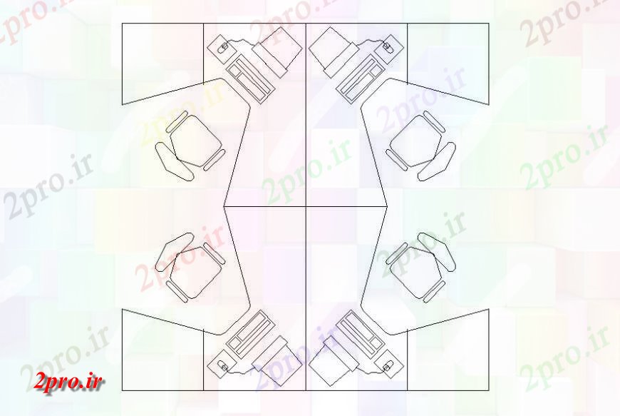 دانلود نقشه میز و صندلی  از میز دفتر بلوک دو بعدی  (کد118915)