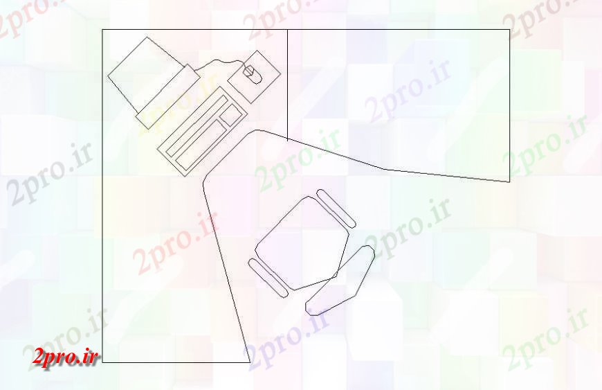 دانلود نقشه میز و صندلی  از میز دفتر دو بعدی  مدل  (کد118917)