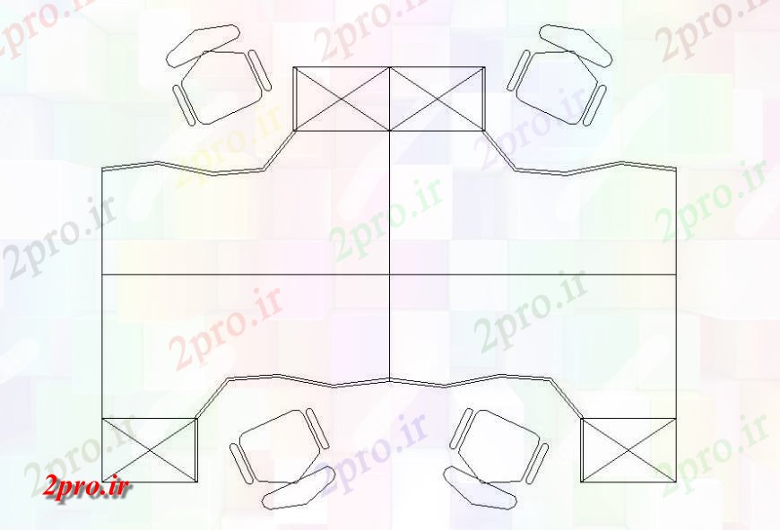 دانلود نقشه میز و صندلی  بلوک دو بعدی  میز اداری، (کد118930)