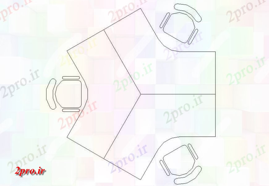 دانلود نقشه میز و صندلی  از 3 جدول ترکیبی  (کد118935)