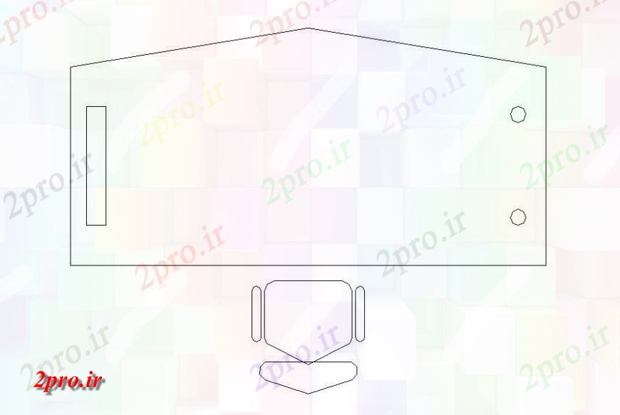 دانلود نقشه میز و صندلی  از یک طرف بلوک جدول لبه مثلث  (کد118937)