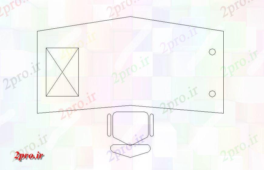 دانلود نقشه میز و صندلی  از یک طرف لبه مثلث بلوک جدول (کد118938)