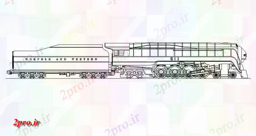 دانلود نقشه بلوک های حمل و نقل جزئیات موتور قطار رسم نما  دو بعدی   (کد118986)