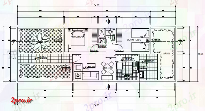 دانلود نقشه مسکونی ، ویلایی ، آپارتمان طرحی اولیه ماژول مسکن با جزئیات مواد 6 در 10 متر (کد119008)