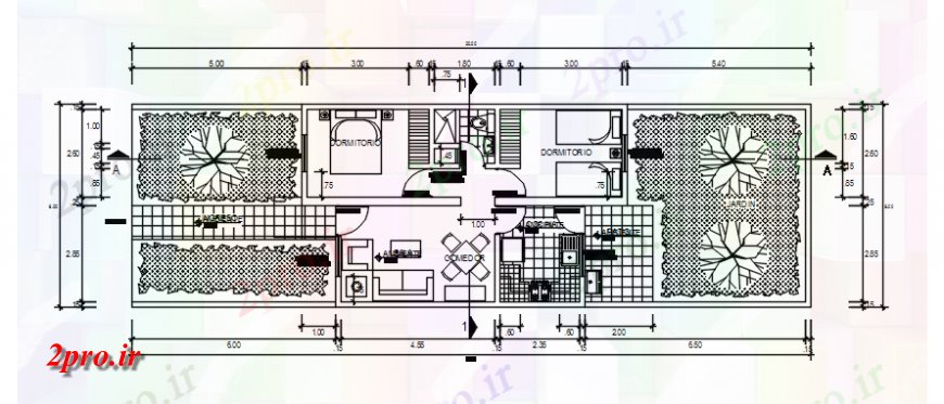 دانلود نقشه مسکونی ، ویلایی ، آپارتمان مسکن طرحی خودکار 6 در 10 متر (کد119013)