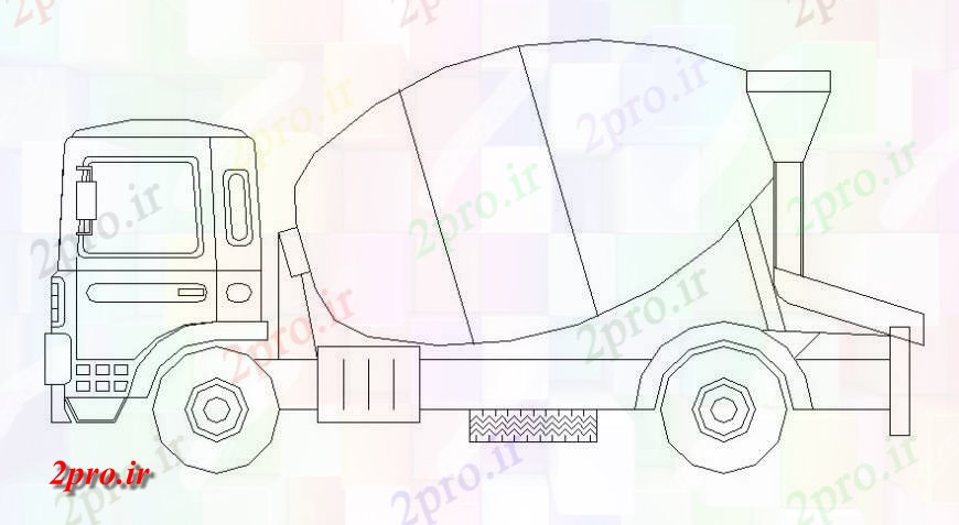 دانلود نقشه بلوک های حمل و نقل کامیون RMC رسم نما  دو بعدی  در  اتوکد (کد119032)