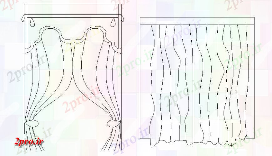 دانلود نقشه جزئیات طراحی در و پنجره  پرده پنجره طراحی  دو بعدی   (کد119100)