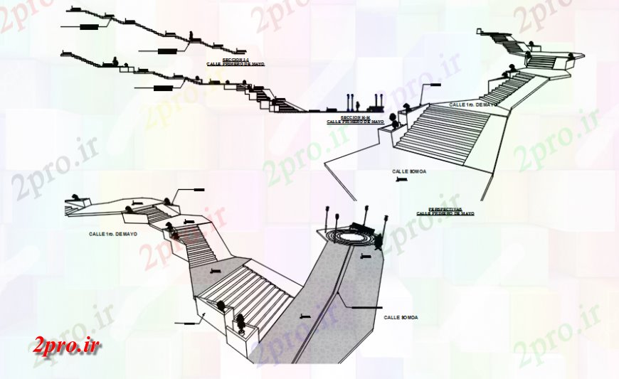 دانلود نقشه جزئیات پله و راه پله   دیدگاه ساخت و ساز پله   خودرو (کد119113)