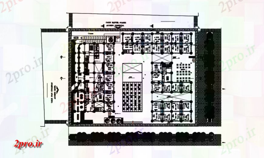 دانلود نقشه هایپر مارکت - مرکز خرید - فروشگاه طراحی از طبقه اول از مجتمع تجاری 70 در 88 متر (کد119163)